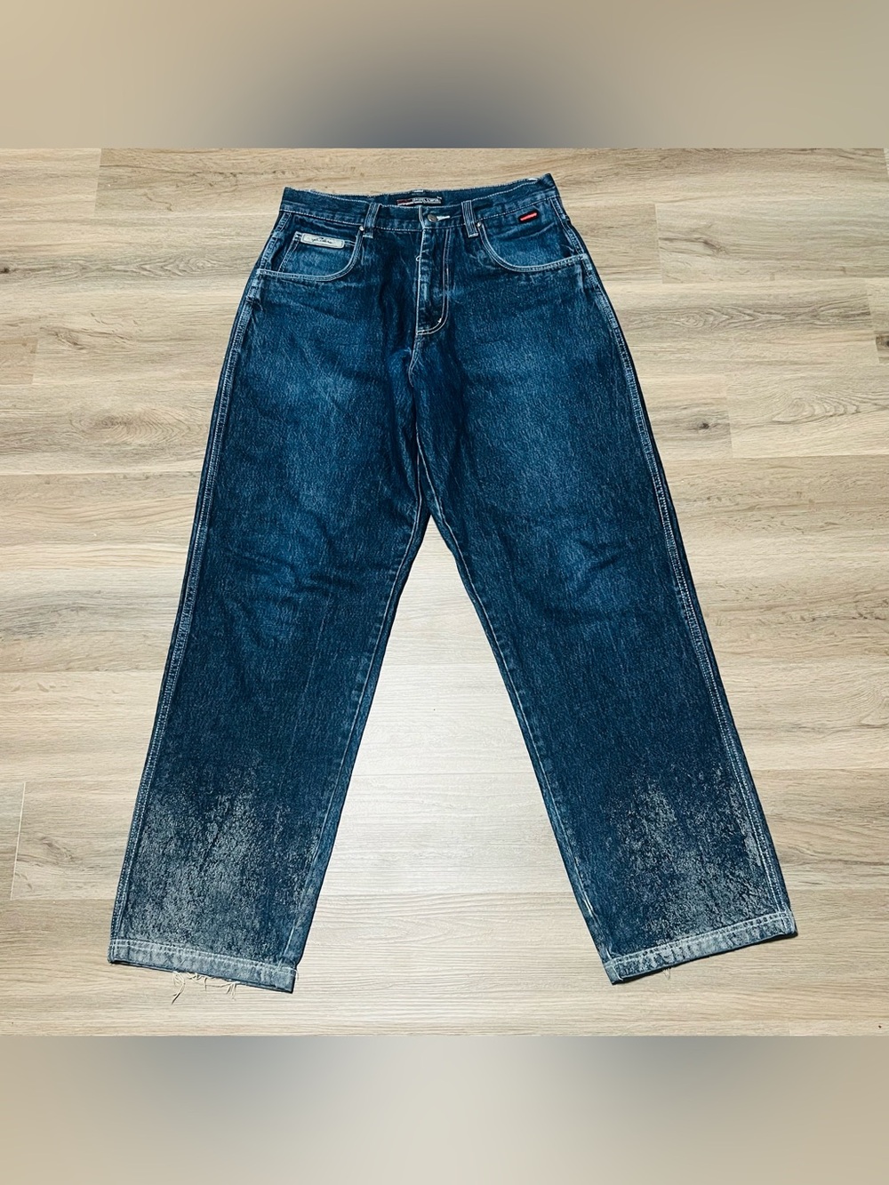 VTG Y2K Fubu Collection Blue Jeans 32x34 Baggy Skater Hip Hop Logo Streetwear